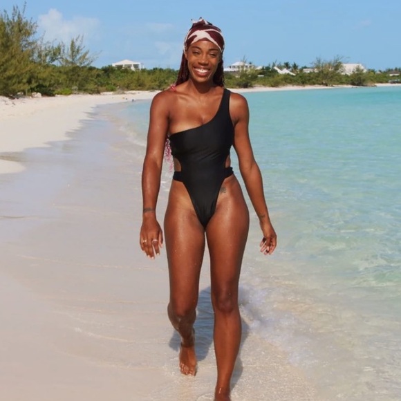 Sandy Bottom black Kiki one-shoulder thong swimsuit - size Small (S) NWOT - Picture 1 of 2